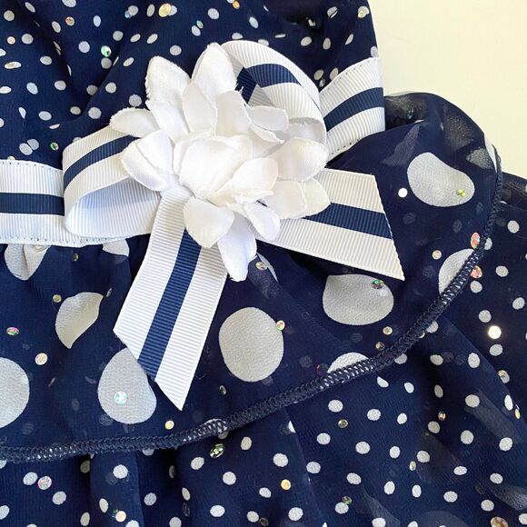 LITTLE LASS 12 Months Baby Girl Summer Dress Ruffle Shirt Birthday Party July 4 - Picture 3 of 6